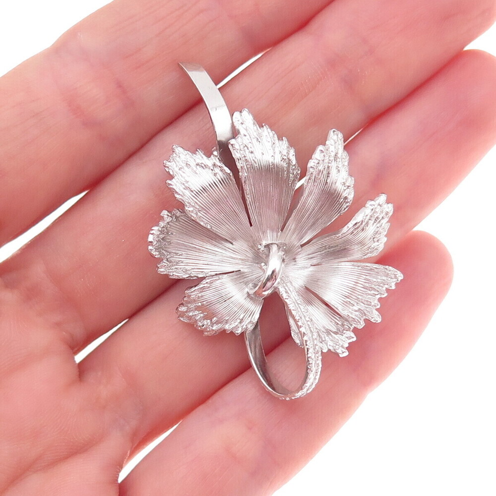 Kollmar & Jourdan 925 Sterling Silver Vintage Floral Leaf Pin Brooch